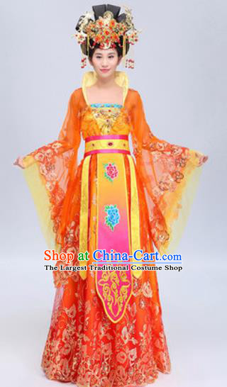 Chinese Traditional Classical Dance Costumes Tang Dynasty Imperial Concubine Yang Dance Red Dress for Women
