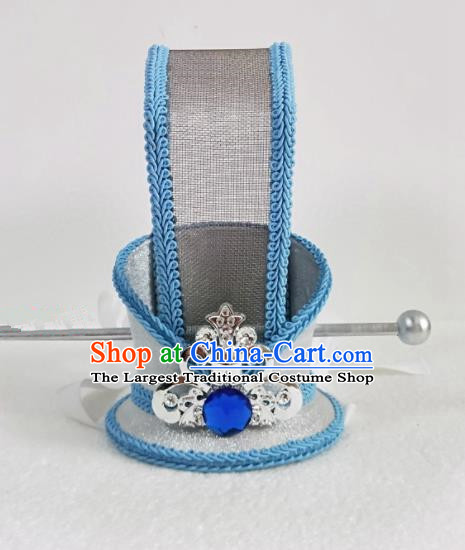Chinese Ancient Nobility Childe Hair Accessories Han Dynasty Bridegroom Blue Headwear for Men