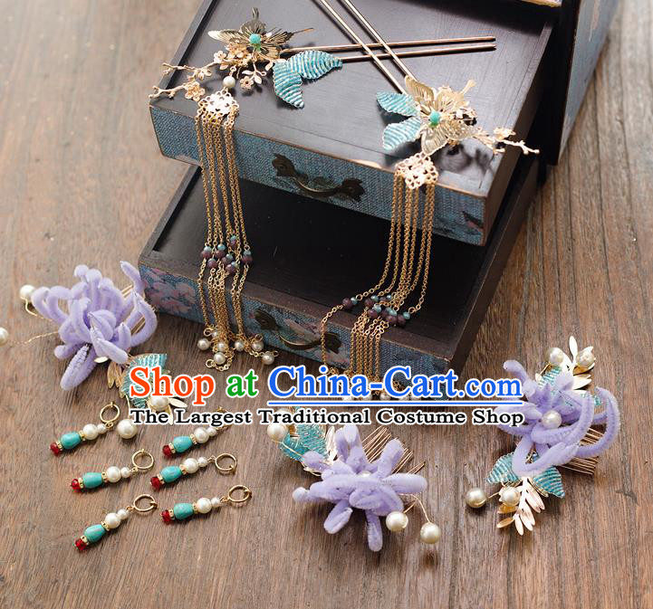 Chinese Ancient Bride Hair Combs Wedding Hair Accessories Palace Hairpins Headwear for Women