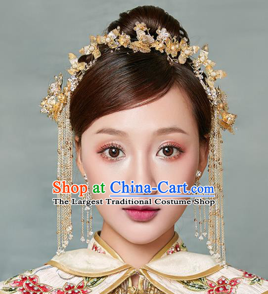 Chinese Ancient Palace Bride Tassel Hair Clips Wedding Hair Accessories Hairpins Headwear for Women