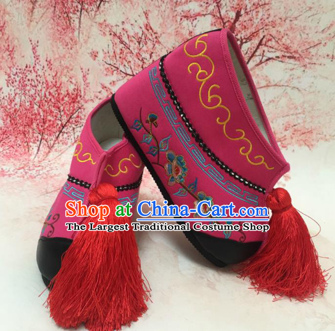 Traditional Chinese Shoes Ancient Princess Rosy Shoes Beijing Opera Boots for Women