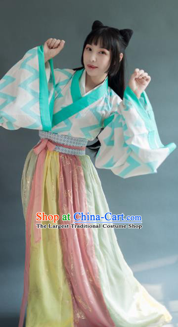 Chinese Traditional Jin Dynasty Female Historical Costumes Ancient Palace Princess Hanfu Dress for Women