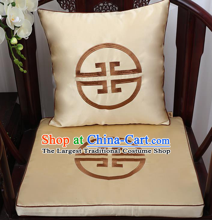 Chinese Classical Household Ornament Traditional Handmade Golden Brocade Cushion Cover and Armchair Mat