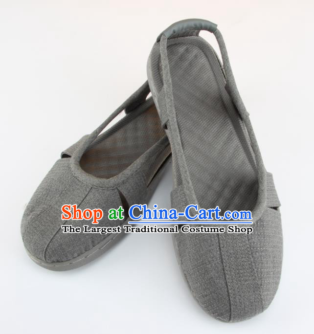 Chinese Traditional Buddhist Monk Shoes Buddhism Arhat Monks Grey Cloth Shoes for Men