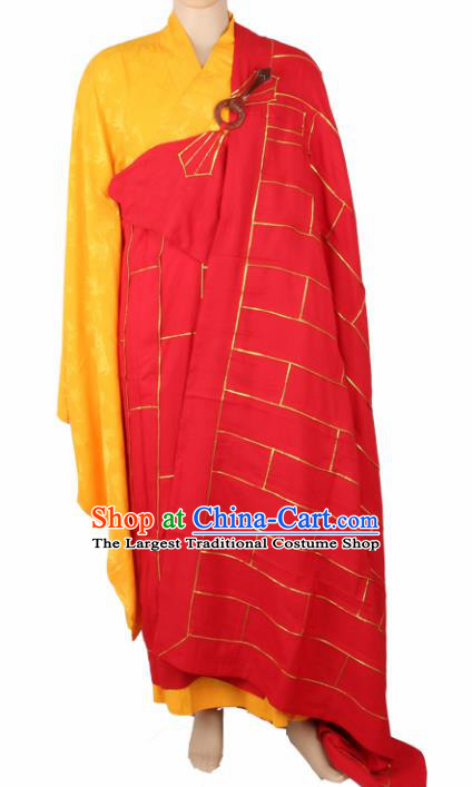 Chinese Traditional Buddhist Monk Clothing Arhat Red Cassock Buddhism Monks Costumes for Men