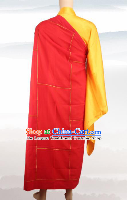 Chinese Traditional Buddhist Monk Costumes Buddhism Dharma Assembly Monks Red Cassock for Men