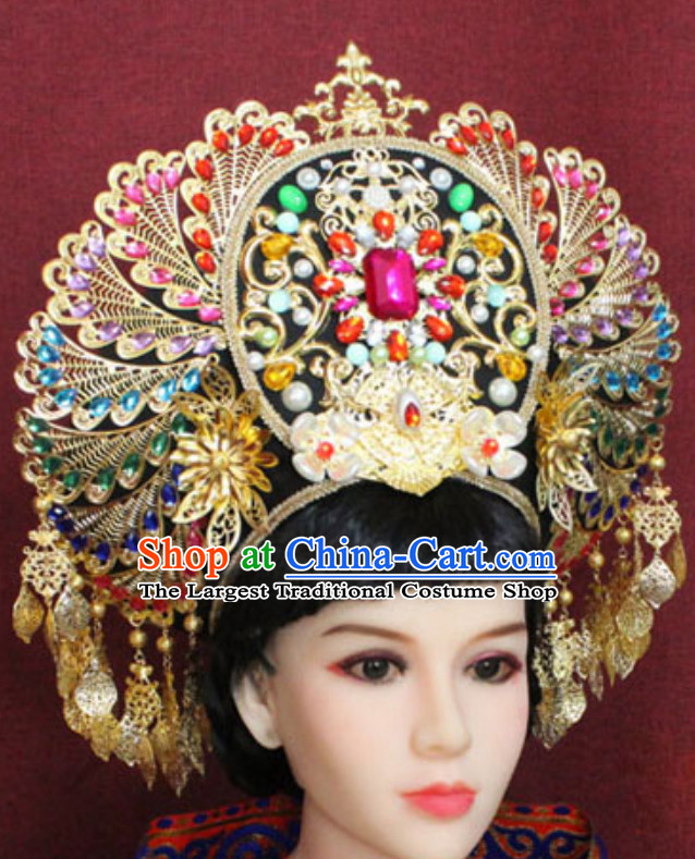 Top Traditional Thailand Empress Hair Jewelry Princess Crown Hat