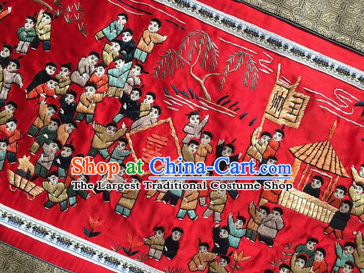 Chinese Traditional Embroidery Craft Embroidered Red Silk Patches Handmade Embroidering Accessories