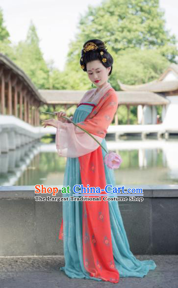 Chinese Traditional Tang Dynasty Imperial Consort Historical Costumes Ancient Peri Hanfu Dress for Women