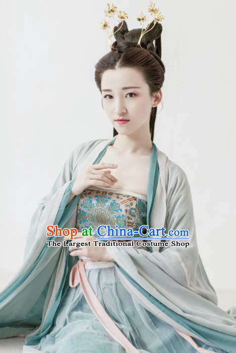 Traditional Chinese Ancient Peri Princess Hanfu Dress Tang Dynasty Palace Lady Silk Historical Costumes Complete Set