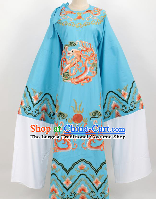 Professional Chinese Traditional Beijing Opera Niche Blue Ceremonial Robe Ancient Number One Scholar Costume for Men