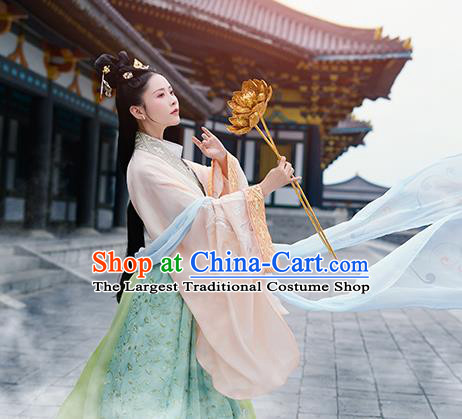 Asian Chinese Jin Dynasty Imperial Concubine Hanfu Dress Traditional Ancient Myth Water Goddess Costumes for Women