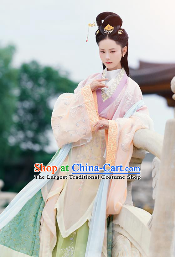 Asian Chinese Jin Dynasty Imperial Concubine Hanfu Dress Traditional Ancient Myth Water Goddess Costumes for Women