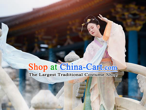 Asian Chinese Jin Dynasty Imperial Concubine Hanfu Dress Traditional Ancient Myth Water Goddess Costumes for Women