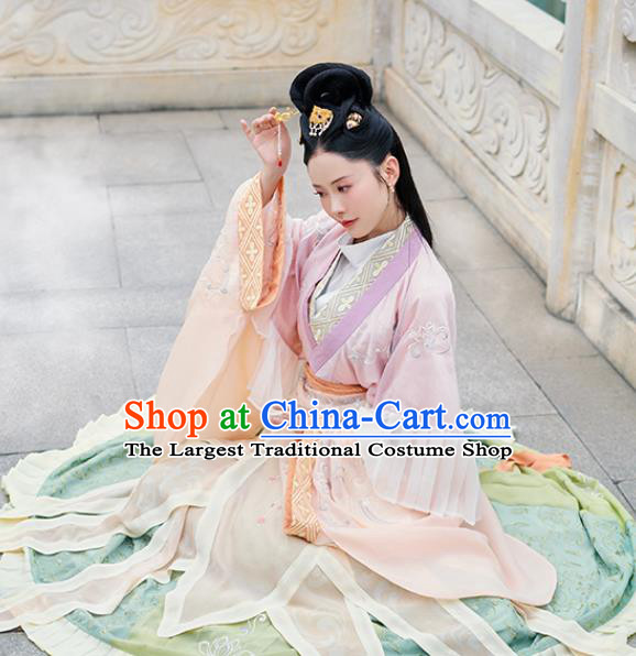 Asian Chinese Jin Dynasty Imperial Concubine Hanfu Dress Traditional Ancient Myth Water Goddess Costumes for Women