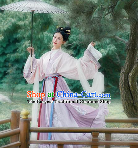 Asian Chinese Jin Dynasty Palace Lady Hanfu Dress Traditional Ancient Imperial Concubine Goddess Costumes for Women