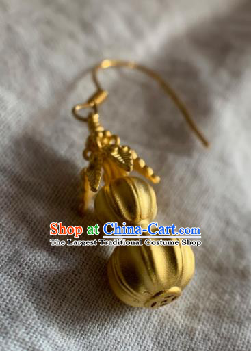 Chinese Traditional Hanfu Earrings Headwear Ancient Ming Dynasty Queen Golden Cucurbit Ear Accessories for Women