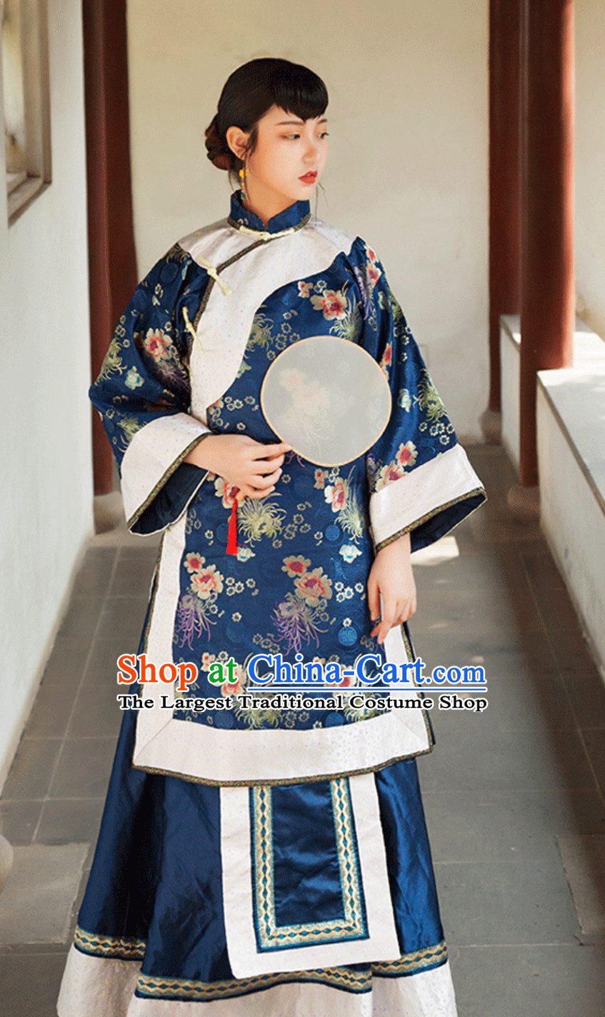 Qing Dynasty Chinese Yihetuan Time Qingdai Female Costumes Full Set for  Women