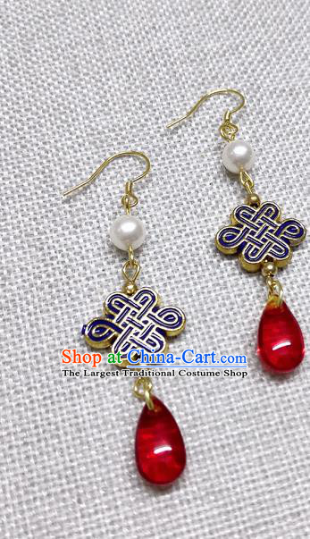 Chinese Traditional Hanfu Cloisonne Earrings Ancient Princess Ear Accessories for Women