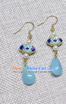 Chinese Traditional Hanfu Cloisonne Cloud Earrings Ancient Princess Ear Accessories for Women