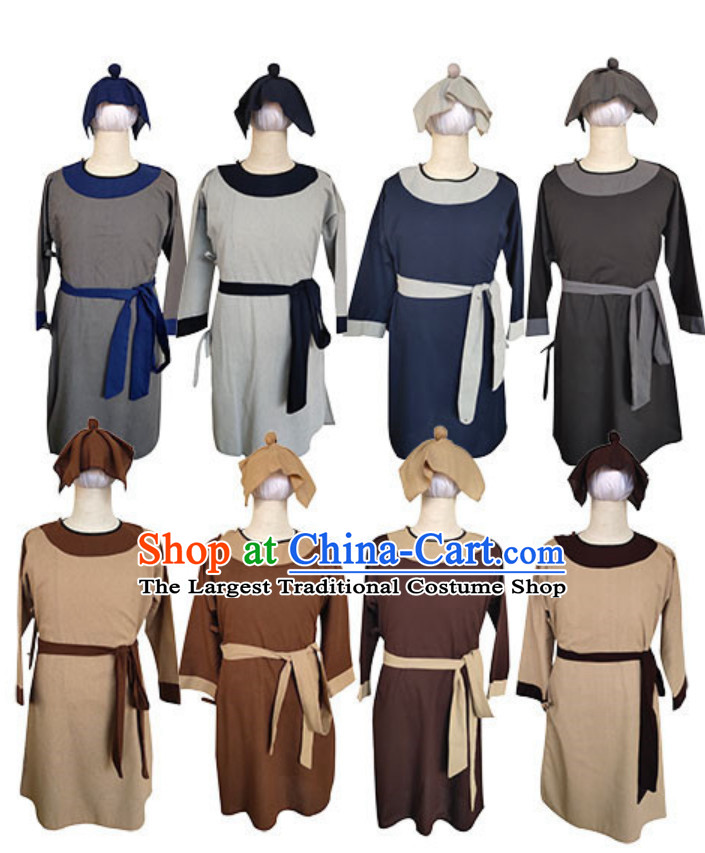 Ancient Chinese Male Servant Costumes Poor People Clothes Costume Farmer Costumes Chinese Civilian Costumes for Men