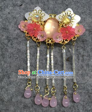Chinese Traditional Hanfu Pendant Accessories Pink Plum Brooch Ancient Qing Dynasty Queen Breastpin for Women