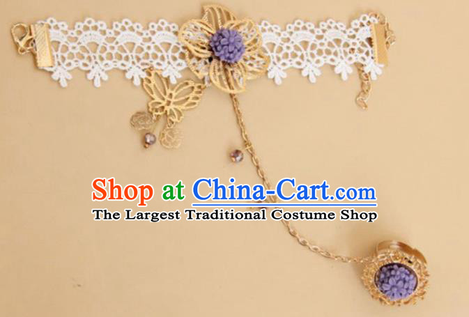 Top Grade Handmade Halloween Cosplay Bangle Fancy Ball White Lace Bracelet Accessories for Women