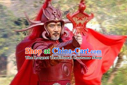 Chinese Ancient Mythology Fire God Zhu Rong Chongli Red Costumes Complete Set