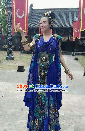 Chinese Ancient Mythology Mother Goddess Nvwa Purple Dress Empress Wa Costumes Complete Set