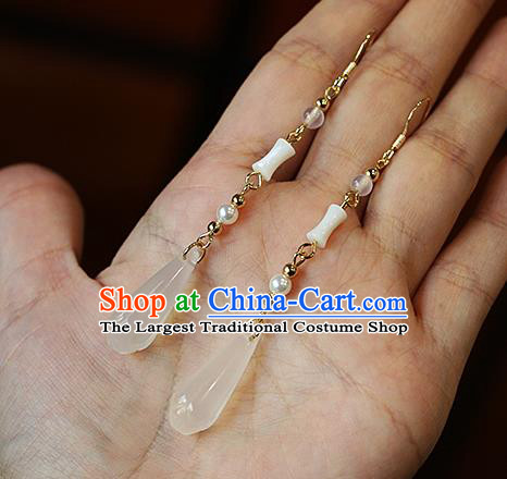 Chinese Traditional Hanfu Ceramics Ear Accessories Ancient Tang Dynasty Princess Earrings for Women