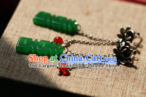 Chinese Traditional Hanfu Wedding Jade Ear Accessories Ancient Qing Dynasty Princess Earrings for Women