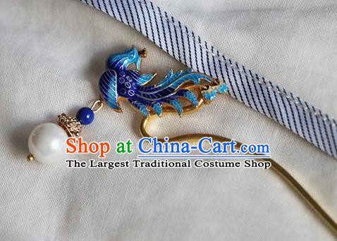 Chinese Ancient Qing Dynasty Imperial Consort Cloisonne Phoenix Hairpins Traditional Hanfu Court Hair Accessories for Women