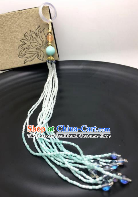 Chinese Traditional Hanfu Court Green Tassel Breastpin Accessories Ancient Qing Dynasty Imperial Consort Brooch Pendant for Women