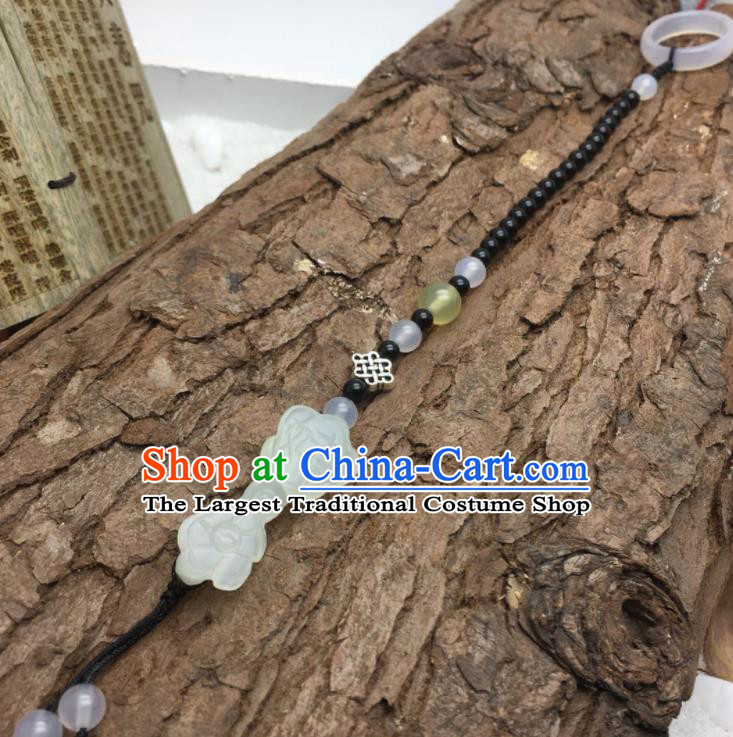 Chinese Traditional Hanfu Court Jade Accessories Ancient Qing Dynasty Imperial Consort Brooch Pendant for Women