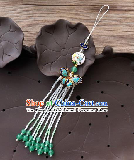 Chinese Qing Dynasty Cloisonne Butterfly Tassel Brooch Pendant Traditional Hanfu Ancient Imperial Consort Accessories for Women