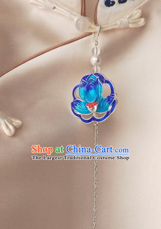 Chinese Traditional Hanfu Cloisonne Lotus Brooch Pendant Ancient Cheongsam Breastpin Accessories for Women