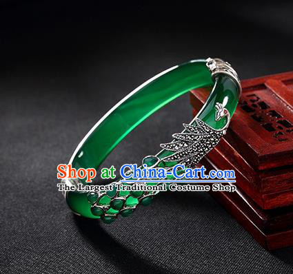 Chinese Traditional Hanfu Jewelry Accessories Jadeite Bracelet Ancient Qing Dynasty Princess Bangle for Women