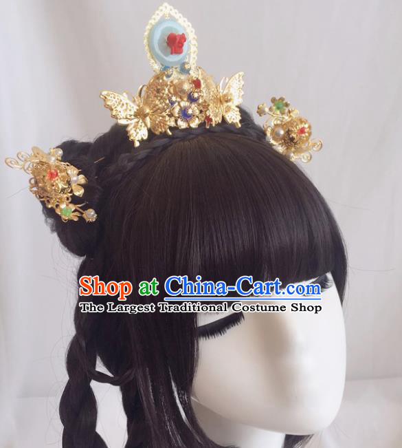 Chinese Ancient Song Dynasty Princess Hair Crown Hairpins Traditional Hanfu Court Hair Accessories for Women