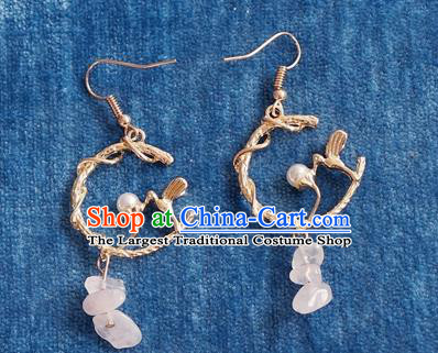 Chinese Traditional Hanfu Court Golden Ear Accessories Ancient Ming Dynasty Princess Earrings for Women