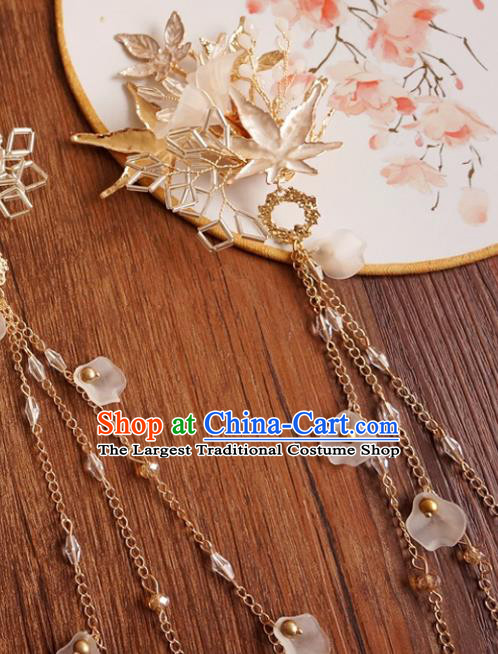 Chinese Ancient Ming Dynasty Princess Maple Leaf Hair Claw Hairpins Traditional Hanfu Court Hair Accessories for Women