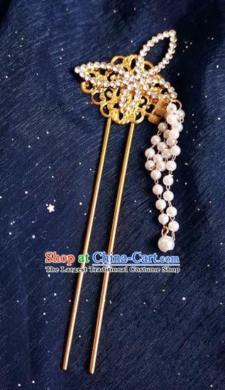 Chinese Ancient Song Dynasty Princess Crystal Butterfly Tassel Hairpins Traditional Hanfu Court Hair Accessories for Women