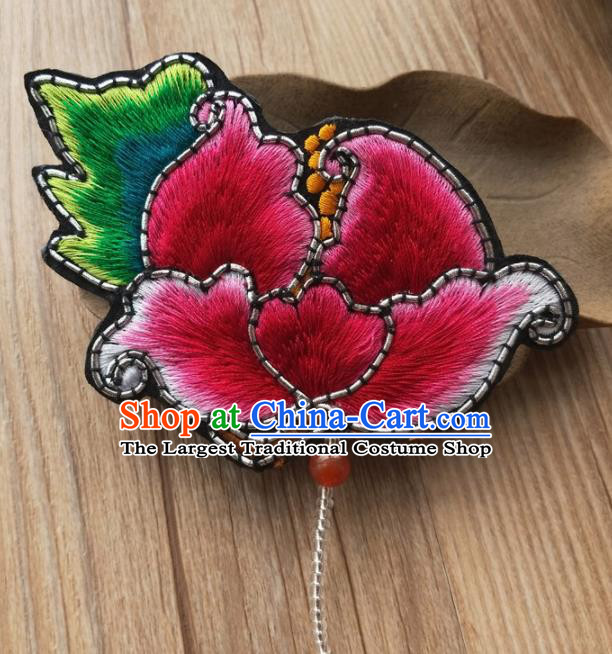 Chinese Traditional Hanfu Embroidered Pink Brooch Pendant Ancient Cheongsam Breastpin Accessories for Women