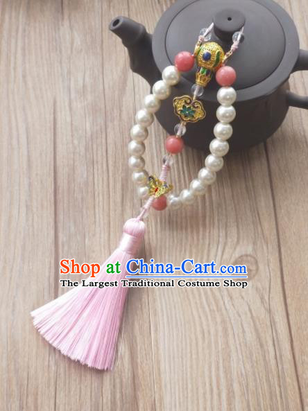 Chinese Traditional Hanfu Tassel Pearls Brooch Pendant Ancient Cheongsam Breastpin Accessories for Women