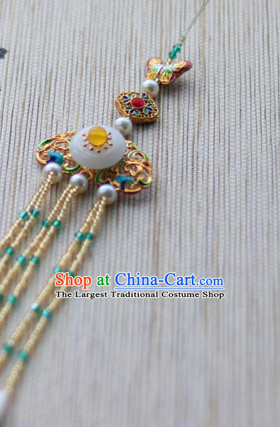 Chinese Traditional Hanfu Cloisonne Tassel Brooch Pendant Ancient Cheongsam Breastpin Accessories for Women