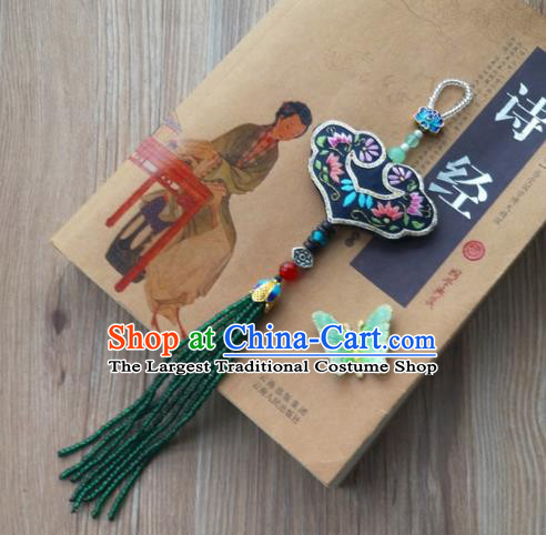 Chinese Traditional Hanfu Embroidered Green Brooch Pendant Ancient Cheongsam Breastpin Accessories for Women