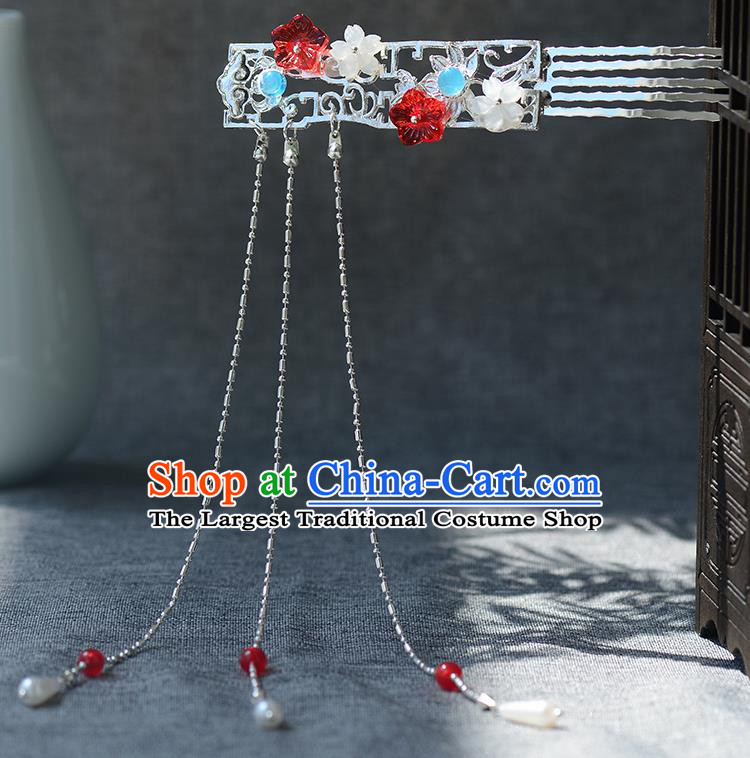 Chinese Ancient Tang Dynasty Palace Princess Lotus Tassel Hair Comb Hairpins Traditional Hanfu Court Hair Accessories for Women