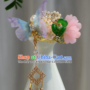 Chinese Ancient Tang Dynasty Princess Purple Butterfly Hair Claw Hairpins Traditional Hanfu Court Hair Accessories for Women