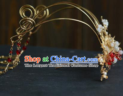 Chinese Ancient Tang Dynasty Princess Golden Phoenix Coronet Hairpins Traditional Hanfu Court Hair Accessories for Women