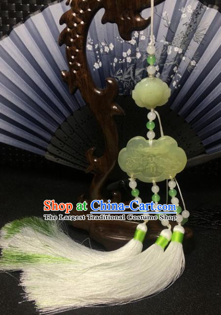 Traditional Chinese Hanfu Jade Longevity Lock Waist Accessories Ancient Swordsman Tassel Pendant