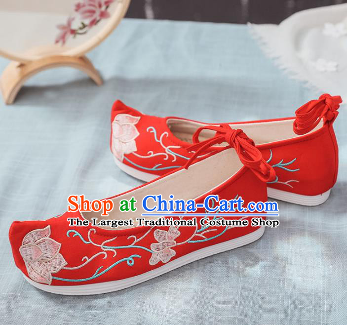 Traditional Chinese Wedding Shoes Opera Shoes Ancient Princess Shoes Hanfu Shoes Red Embroidered Shoes for Women